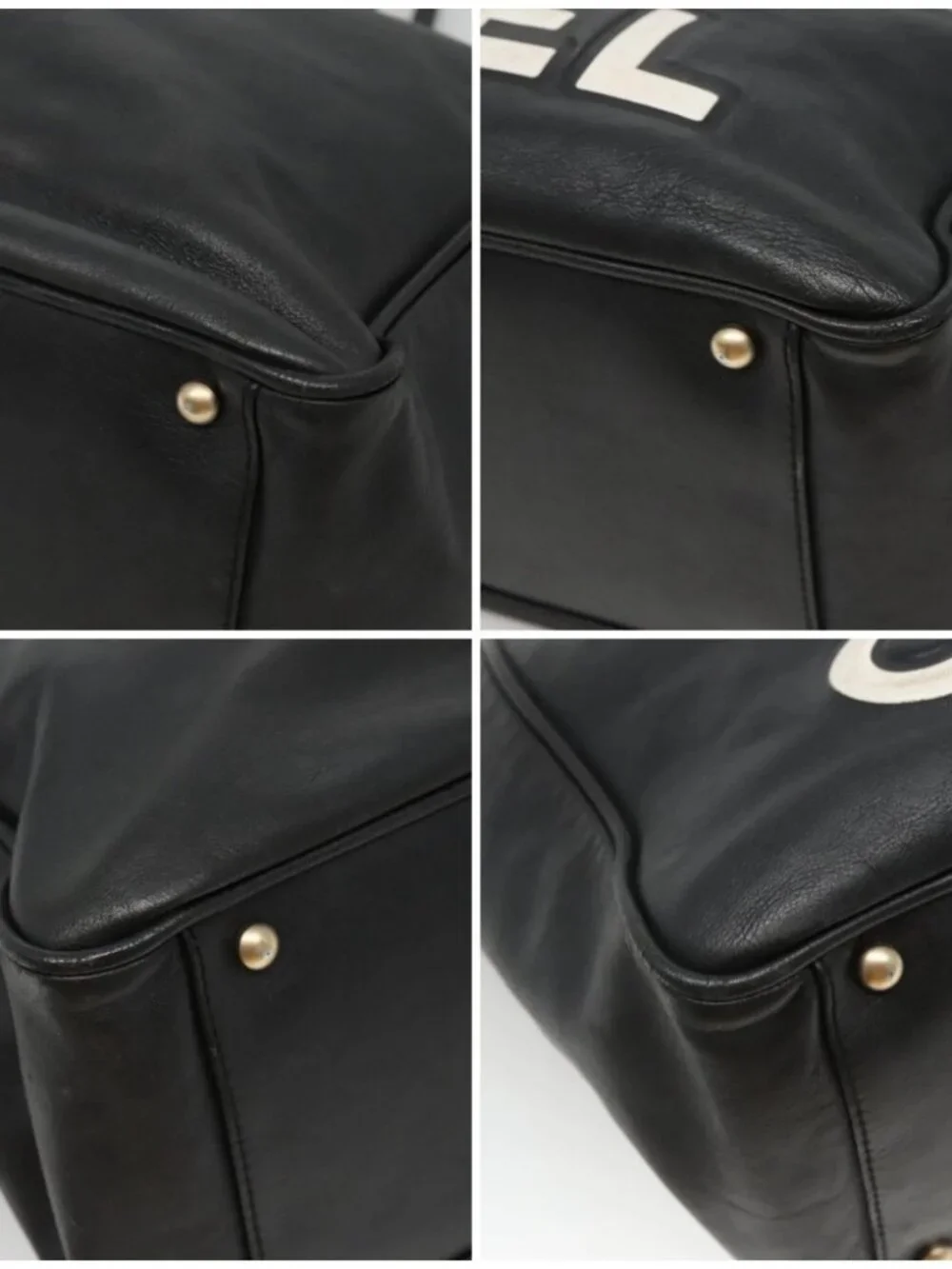 CHANEL Camelia Tote Bag Lamb Skin Black CC Auth BA841